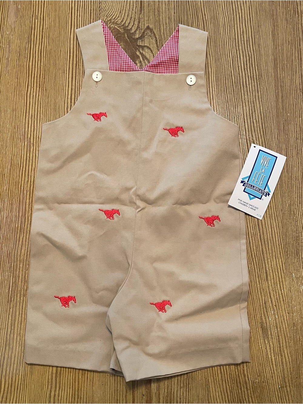 NWT Vive La Fete SMU Embroidered Jon Jon Romper